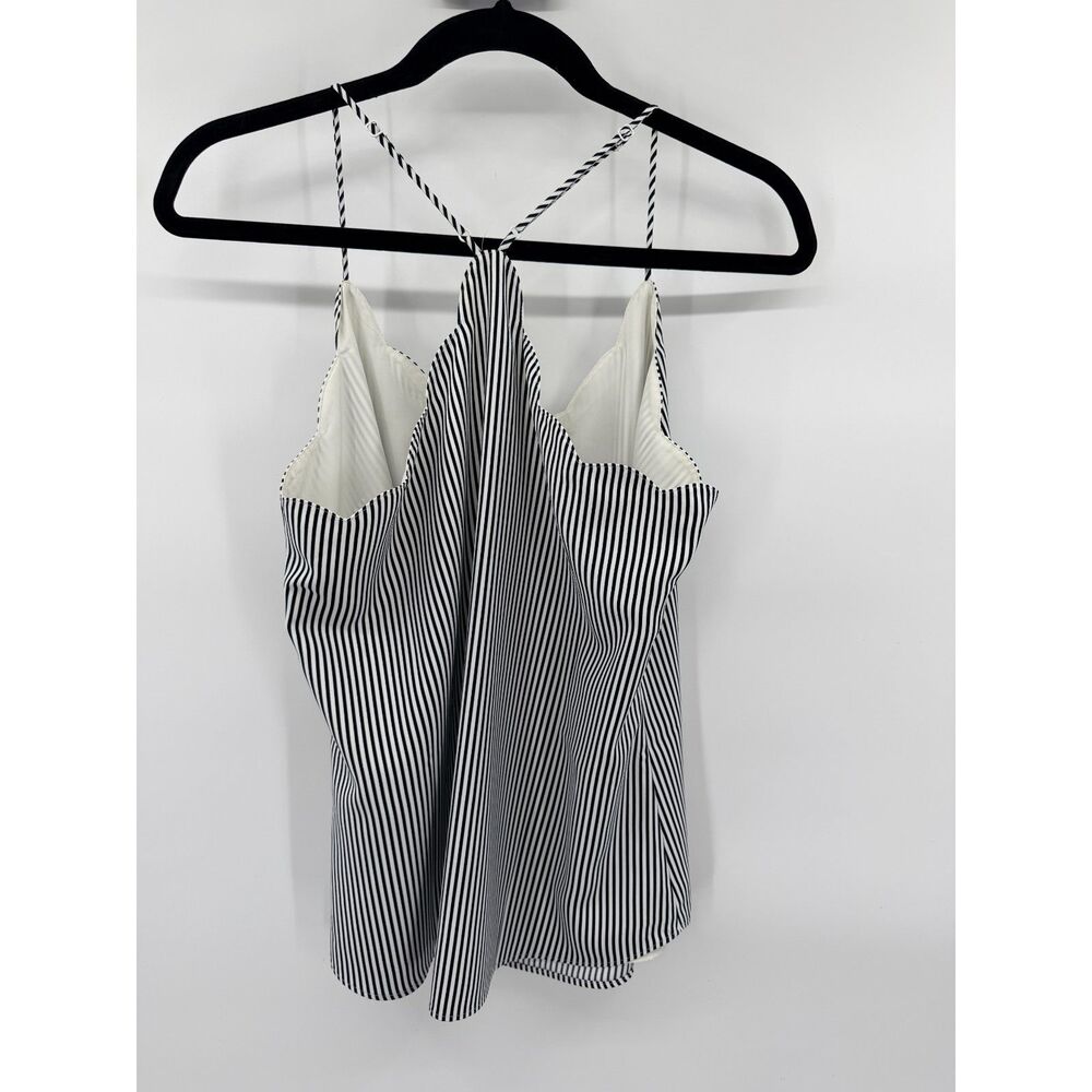 J.Crew Size 10 Navy White Striped Scalloped Racerback Cami Tank Top